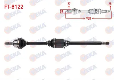 VEKA FI-8122 Komple Aks Sağ On Uzunluk 958mm Fıat Doblo 1.6 Mjt M-T 2010- 
