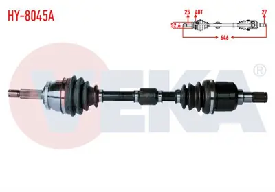 VEKA HY-8045A Komple Aks Sol On Hyundaı I20 (Pb Pbt) 1.4 Crdı M-T Abslı 48 Dıs Uzunluk 646mm 2008-2015 