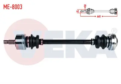 VEKA ME-8003 Komple Aks Sol-Sağ Arka Mercedes E Serısı (W124) E 200 D Uzunluk 665mm 1993-1995 