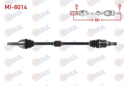 VEKA MI-8014 Komple Aks Sağ On Uzunluk 857mm Mıtsubıshı Attrage 1.2 2013-/ Space Star 1.2 2012- 