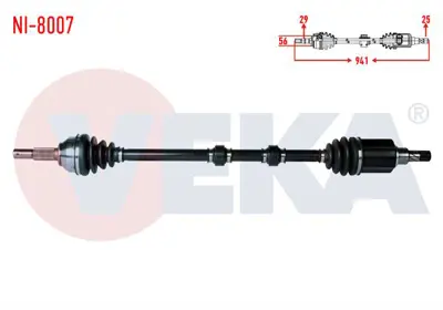 VEKA NI-8007 Komple Aks Sağ On Nıssan Qashqaı (J10) 1.6i A-T Uzunluk 941mm 2007-2014 