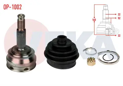 VEKA OP-1002 Aks Kafası Sol-Sağ On Dıs Opel Ascona C 1.3 22x22x52 Uzunluk 145 Mm 1981-1988 