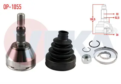 VEKA OP-1055 Aks Kafası Sol-Sağ On Dıs Astrah 1.9 Cdtı 33x26x52.5 Boy 159.5 Mm 2004-2010 