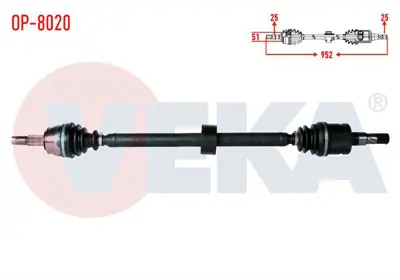 VEKA OP-8020 Komple Aks Sağ On Corsad 1.3cdtı (Dth) Boy 952mm2006-2014 