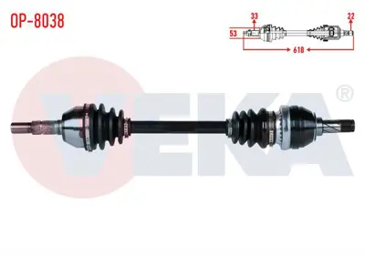 VEKA OP-8038 Komple Aks Sol On Opel Astra J 1.3 Cdtı M-T (A13dte) Uzunluk 618mm  2009-2016 