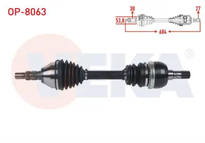 VEKA OP-8063 Komple Aks Sol On Uzunluk 604mm Opel Vectra C 1.9 Cdtı M-T (M32 Snz) 2002-2008 