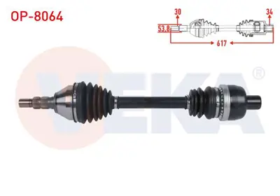 VEKA OP-8064 Komple Aks Sağ On Uzunluk 617mm Opel Vectra C 1.9 Cdtı M-T (M32 Snz) 2002-2008 
