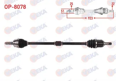 VEKA OP-8078 Komple Aks Sağ On Uzunluk 923mm Opel Corsa E 1.3 Cdtı 2014- 