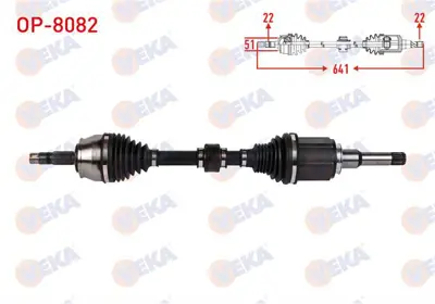VEKA OP-8082 Komple Aks Sol On Uzunluk 641mm Opel Corsa E 1.4 6 A-T 2014- 