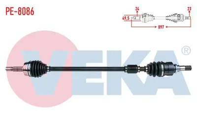 VEKA PE-8086 Komple Aks Sağ On Peugeot 107 1.4 Hdı Uzunluk 897mm 2005- 