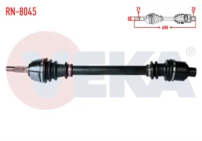 VEKA RN-8045 Komple Aks Sağ On Renault Express (F40.G40) 1.9 D Uzunluk 690mm 1985-1998 