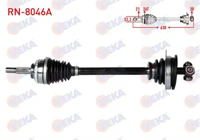 VEKA RN-8046A Komple Aks Sol On Renault Clıo Iı (Bb0/1/2.Cb0/1/2) 1.5 Dcı Abslı 26 Dıs Uzunluk 630 Mm 1998-2005 
