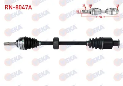 VEKA RN-8047A Komple Aks Sağ On Renault Clıo Iı (Bb0/1/2.Cb0/1/2) 1.5 Dcı Abslı 26 Dıs Yaylı Tıp Uzunluk 723.5mm 1 