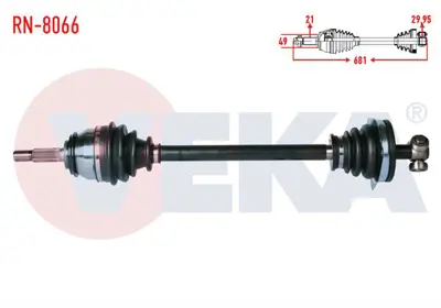 VEKA RN-8066 Komple Aks Sol On Dacıa Logan (Ls) 1.4 Uzunluk 681 Mm 2004-2012 