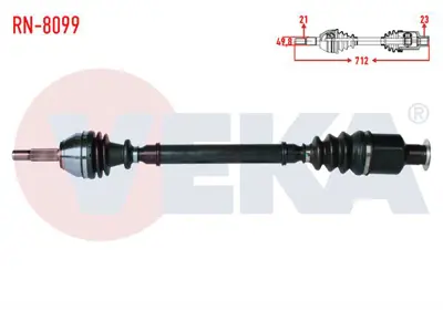 VEKA RN-8099 Komple Aks Sağ On Clıo2 (Bb0 1 2.Cb0 1 2) 1.4ı Boy 712mm 1998-2005 