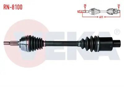 VEKA RN-8100 Komple Aks Sağ On Dacıa Duster 1.5 Dcı 4x4 Uzunluk 611mm 2012- 