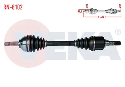 VEKA RN-8102 Komple Aks Sol On Trafıc2 (Fl) 2.0 Dcı Boy 694mm 2001-2014 