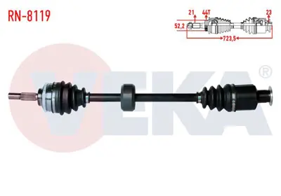 VEKA RN-8119 Komple Aks Sağ On Renault Clıo Iı (Bb0/1/2.Cb0/1/2) 1.5 Dcı Abslı 44 Dıs Yaylı Tıp Uzunluk 723.5mm 1 