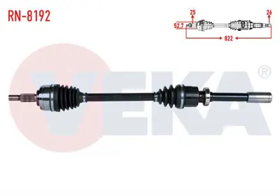 VEKA RN-8192 Komple Aks Sağ On Renault Fluence (L30) 1.6 16v A-T Uzunluk 822mm 2009- 