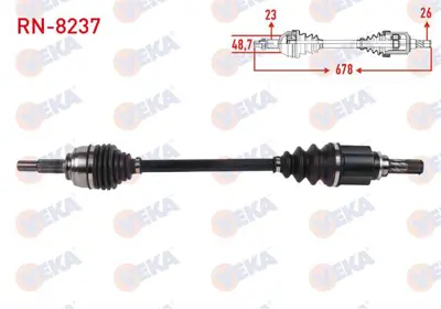 VEKA RN-8237 Komple Aks Sol On Uzunluk 678mm Renault Captur 0.9 Tce M-T 2013- 