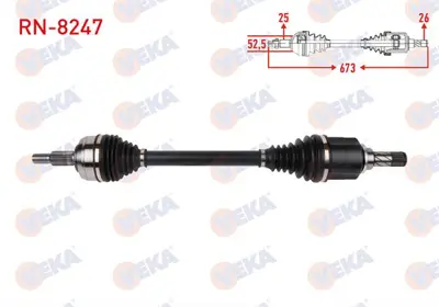 VEKA RN-8247 Komple Aks Sol On Uzunluk 673mm Renault Captur I 1.3 Tce M-T 2018- 