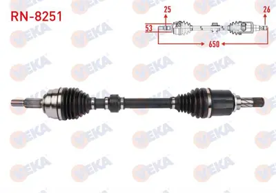 VEKA RN-8251 Komple Aks Sol On Uzunluk 650mm Clıo V (B7_) 1.0 Tce 100 (B7mt) 5 Vıtes 15 Jant M-T 2019- 