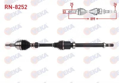 VEKA RN-8252 Komple Aks Sağ On Uzunluk 899mm Clıo V (B7_) 1.0 Tce 100 (B7mt) 5 Vıtes 15 Jant M-T 2019- 