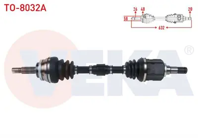 VEKA TO-8032A Komple Aks Sol On Abslı 48 Dıs Uzunluk 632mm Toyota Corolla (_E12_) 1.4 D-4d M-T 2002-2007 