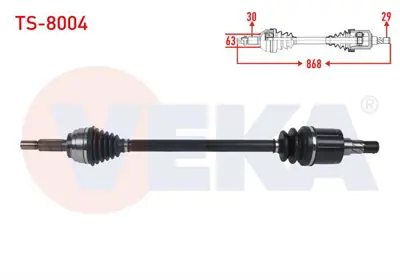 VEKA TS-8004 Komple Aks Sol-Sağ Arka Uzunluk 868mm Tesla Model S 2012- / Model X 2012- 