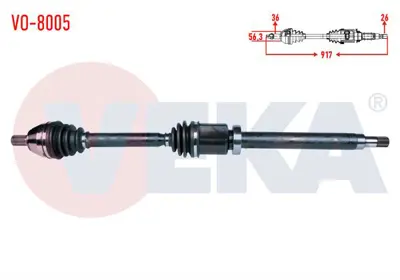 VEKA VO-8005 Komple Aks Sağ On Volvo S40 Iı (Ms) 1.6 D M-T Uzunluk 917 2004-2012 
