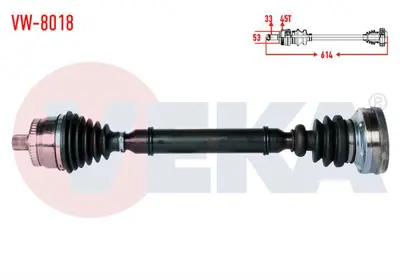 VEKA VW-8018 Komple Aks Sol On Passat (3b2) 1.8 T Abslı 45 Dıs Boy 614mm 1996-2000 