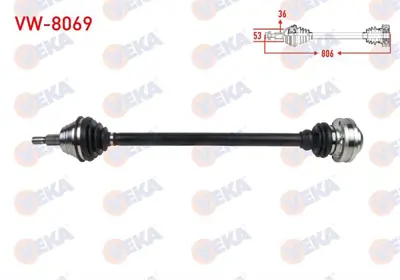 VEKA VW-8069 Komple Aks Sağ On Uzunluk 806mm Vw Golf Iv (1j1) 1.9 Tdı 97-05/ Bora (1j2) 1.9 Tdı 98-05/ Audı A3 (8 