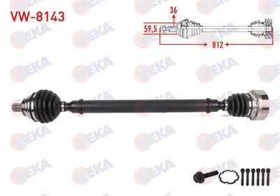 VEKA VW-8143 Komple Aks Sağ On Uzunluk 812mm Volkswagen Jetta Iv 1.2 Tsı 6mt 2014-2017 / Beetle 1.2 Tsı 6mt 2011- 