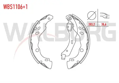 WALBURG WBS1106+1 Fren Pabuc Balata Arka +1mm Daha Kalın Dacıa Logan (Ls) 1.5 Dcı Levyelı 203.2x38.6 Mm 2004-2012 