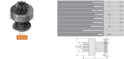 ZEN 0325 Mars Dıslısı 9 Dıs M131 1,3 Motor Duz Freze 