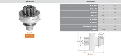 ZEN 1162 Mars Dıslısı 10 Dıs Renault Laguna I 2,2d Ac (94 01) Megane D 
