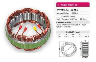 YAVUZ 10 268 Alternator Stator Mıtsubıshı Tıp 24v 55a Isuzu Champıon Turkuaz Kamyon Cıft Cıkıs Klimalı Nursan 150 