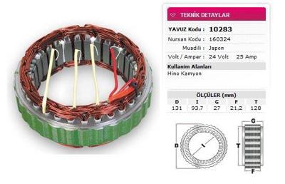 YAVUZ 10 283 Stator Mıtsubıshı Tıp 24v 25a Hıno Kamyon Nursan 160324 