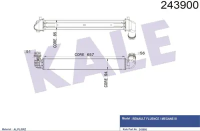 KALE 050CAC050 Turbo Radyatörü 144966078R, 144960024R, 214105150R, 214100002R, 144964990R, 144961285R, 144960006R