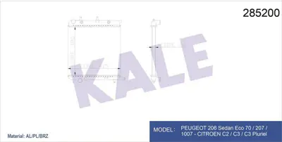 KALE 2066011AB Motor Radyator C2 C3 (I Iı Iıı) C3 Plurıel P207 P1007 Tu3a / Et3j4 / Tu5jp4 1,4 / 1,4 16v / 1,6 16v  
