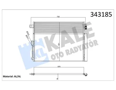 KALE 343185 Klima Radyatoru Jeep Grand Chrokee Iv 10> 4160080001, 4170052040, 737299, 56110B6000, 56110B6025, 56110B8400, 56110B8425, J4160063011, 340036401P, 340036405P