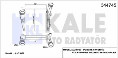 KALE 344745 Turbo Radyatoru Touareg 2,5tdı 3,0 V6 Tdı Cjma Cnrb 03>10> Q7 3,0tdı 06>15 Cayenne 3,0d 10> 