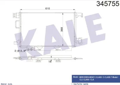 KALE 345755 Klima Radyatoru W203 02>07 Cl203 02>08 S203 02>07 C209 02>09 A209 03>10 