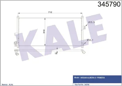KALE 345790 Klima Radyatörü 92110-BM400