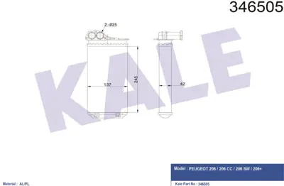 KALE 346505 Kalorıfer Radyatörü 6448L0, 6448Q2