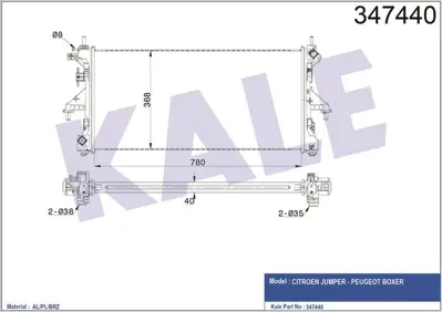 KALE 347440 Motor Su Radyatoru Boxer Jumper Ducato Iıı 3,0hdı 11> F1a F1c 347440FPC, 347440FPC, U347440FPC