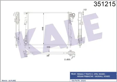 KALE 351215 Motor Radyatoru Trafıc Iı Vıvaro Prımastar Vauxhall Vıvaro 