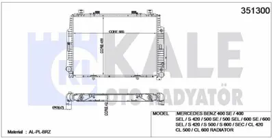 KALE 351300 Motor Su Radyatoru S-Class W140 91>98 C140 92>99 