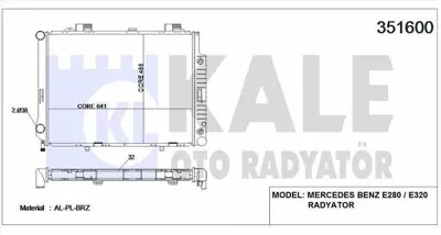 KALE 351600 Motor Su Radyatoru E-Class W210 96>02 S210 96>03 
