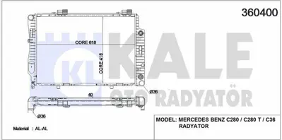 KALE 360400 Motor Su Radyatoru C-Class W202 93>00 S202 97>01 